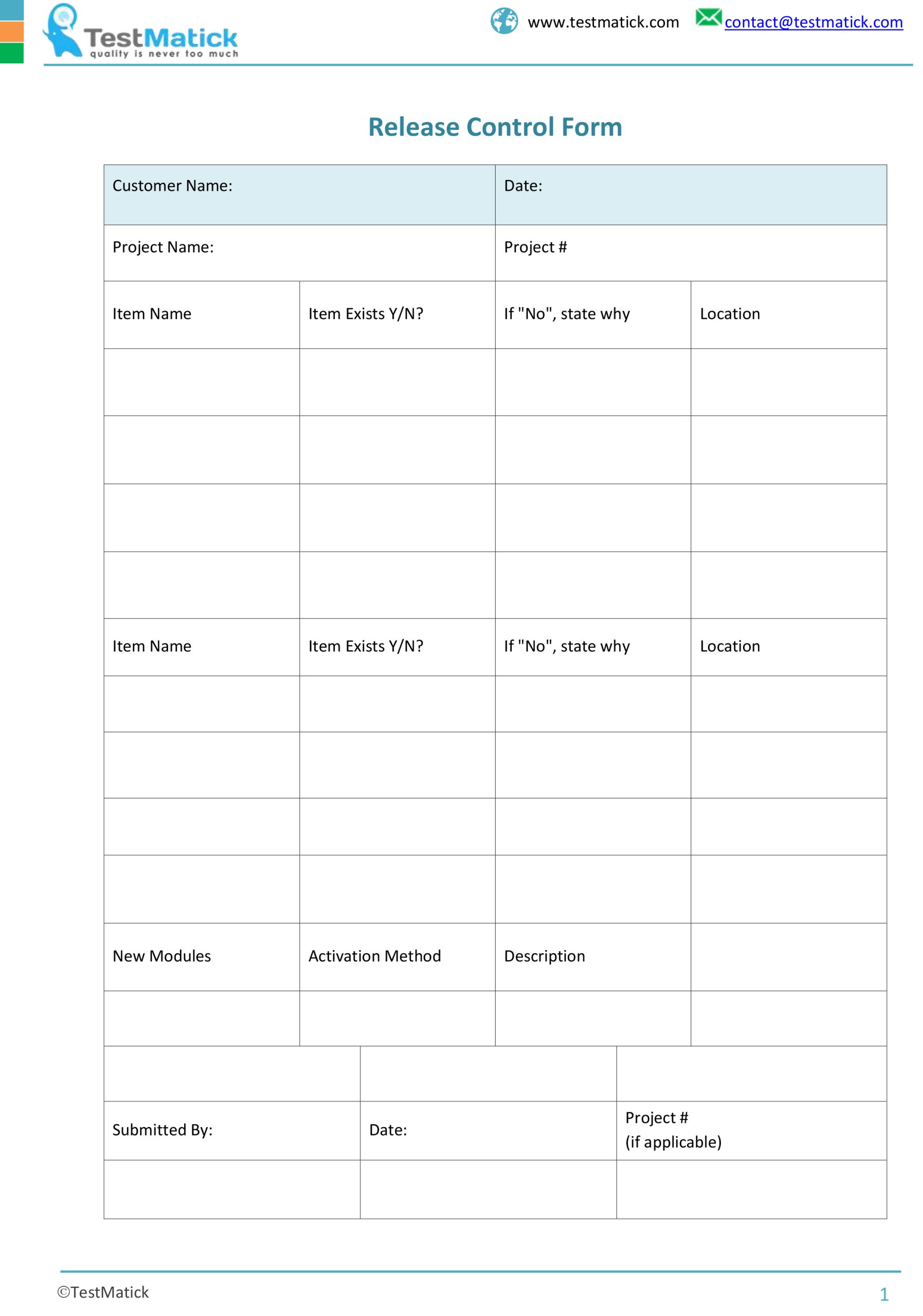 Release Control Form