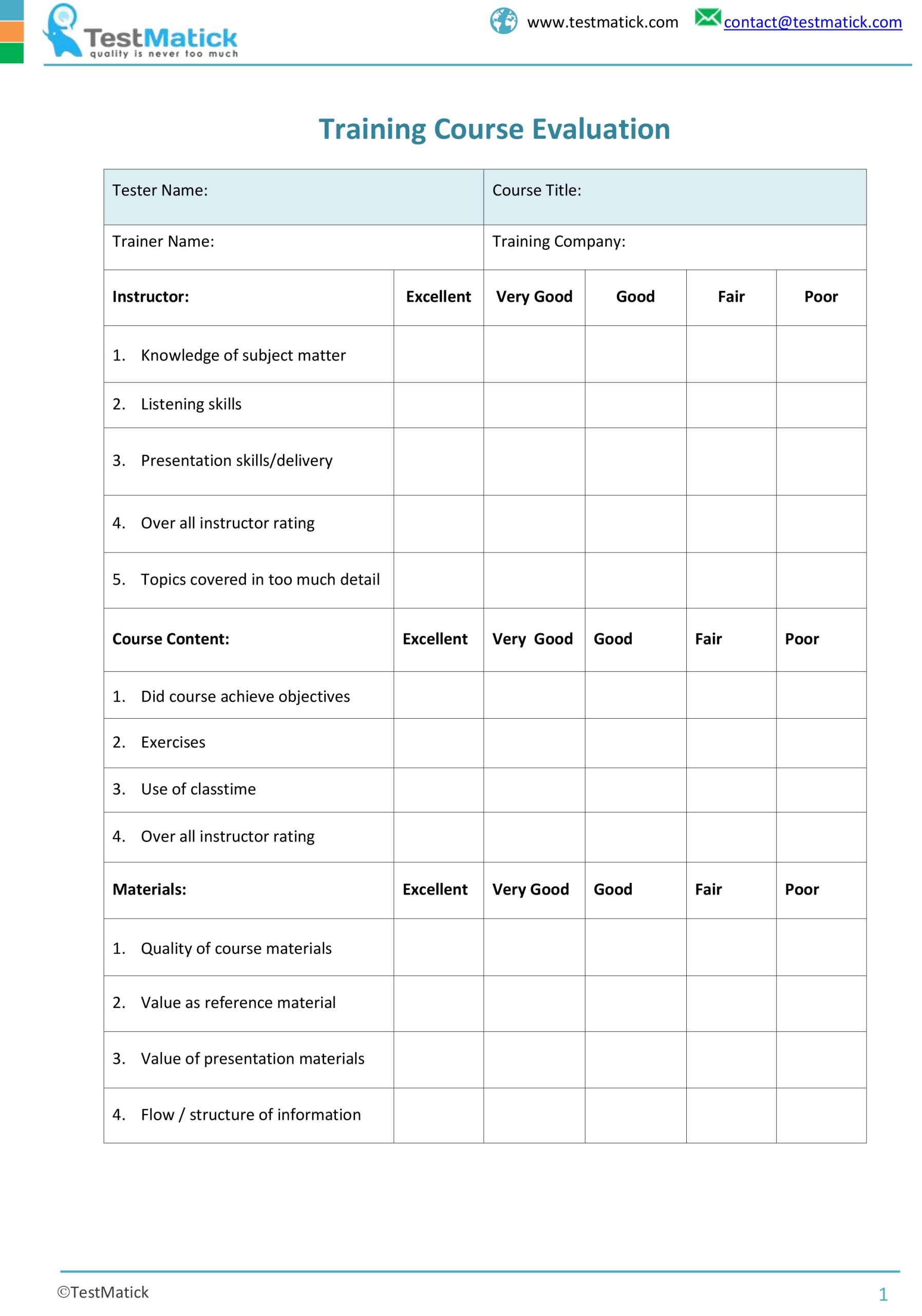 Training Course Evaluation