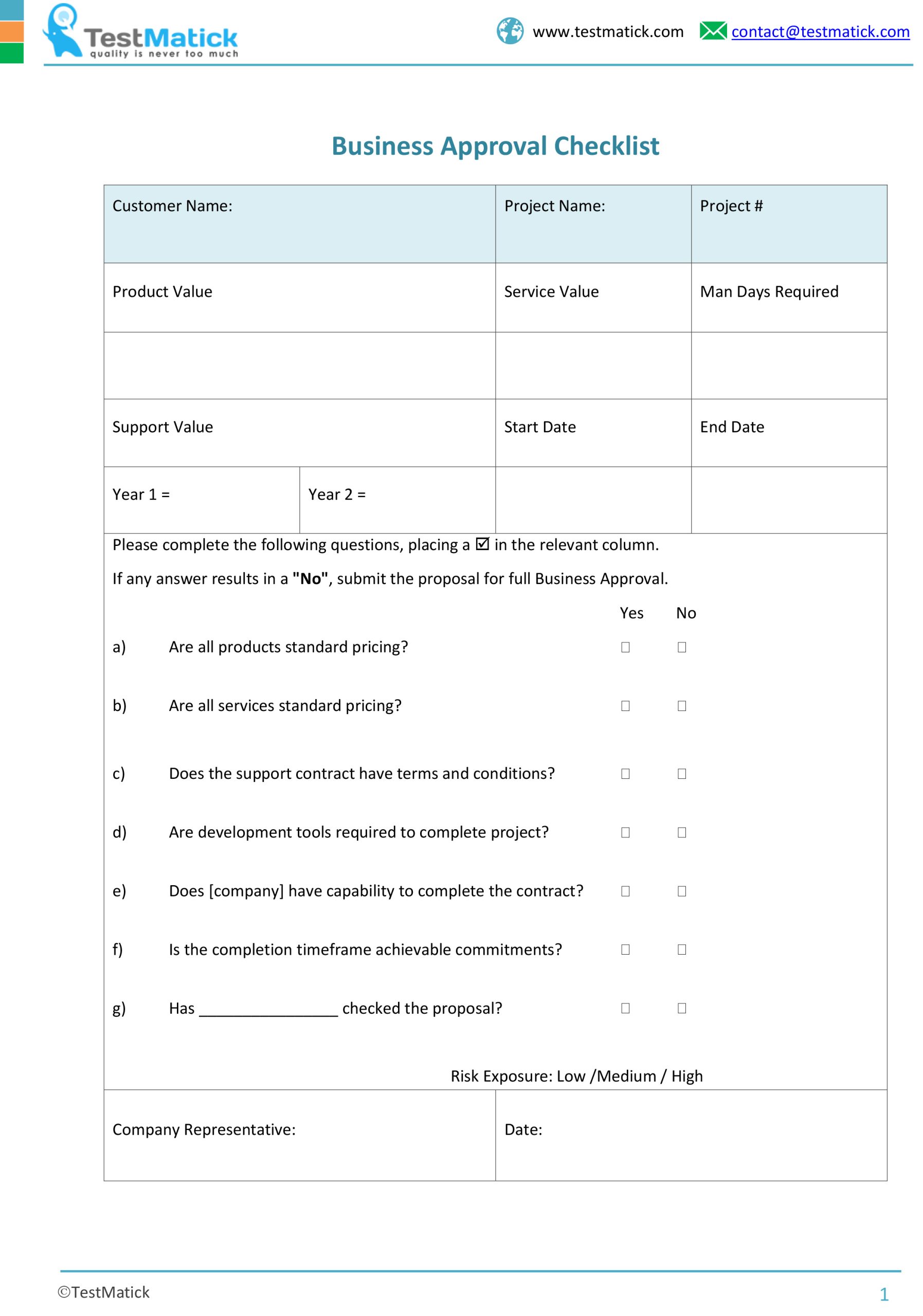 Business Approval Checklist