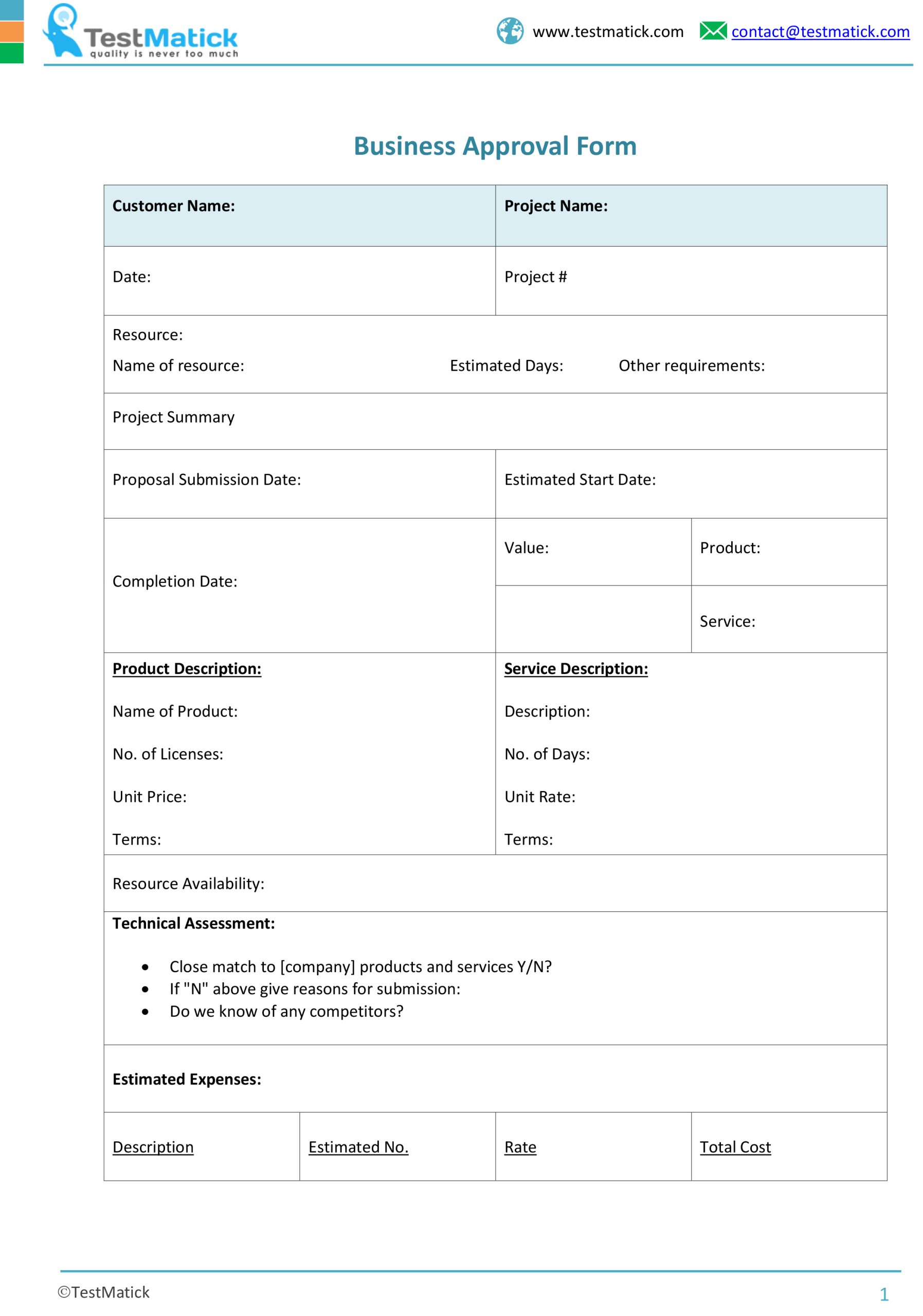 Business Approval Form