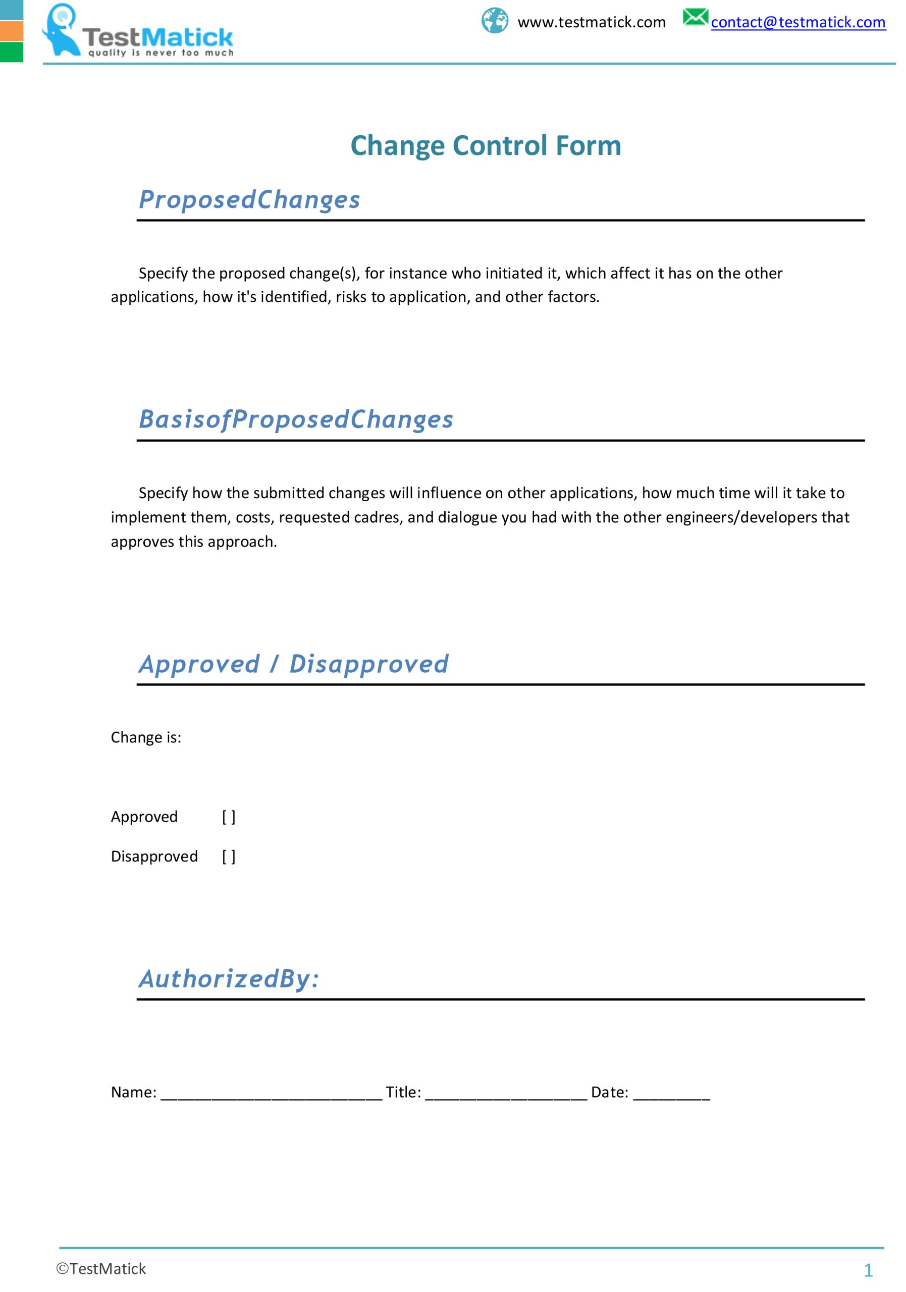 Change Control Form